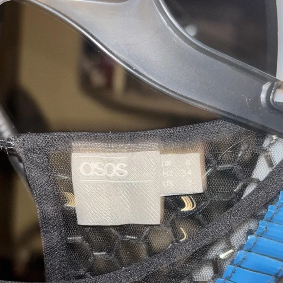 ASOS Black and Blue Beaded Dress size US 2 - Picture 3 of 3